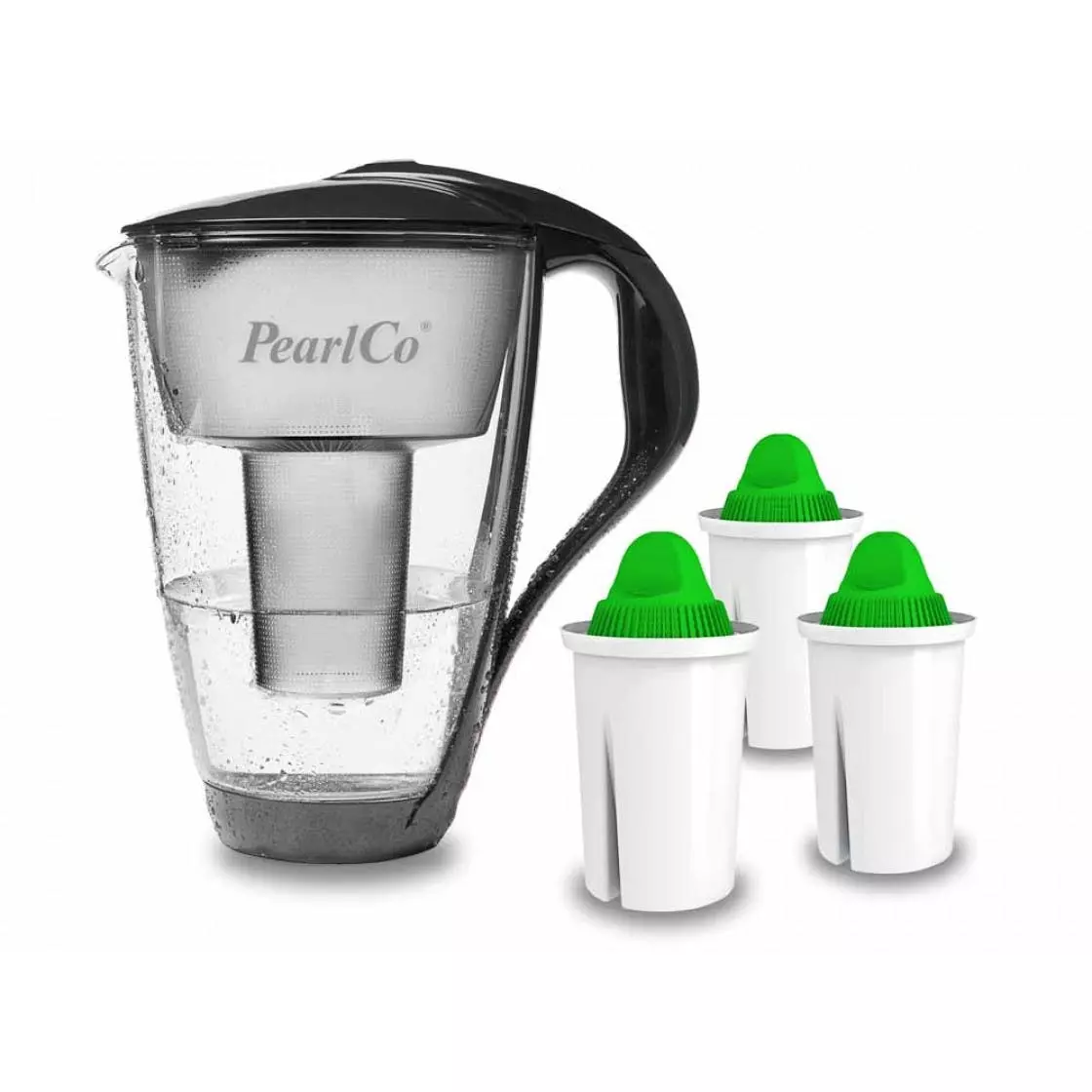 Pearlco Glas-Wasserfilter Anthrazit Inkl. 1 Alkaline Filterkartusche - Image 3