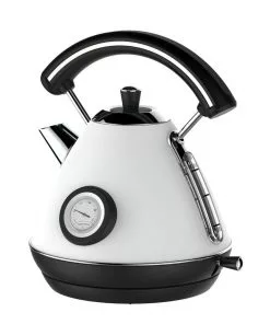Null Retro Wasserkocher Edelstahl 1,7 L Temperaturanzeige,weiß