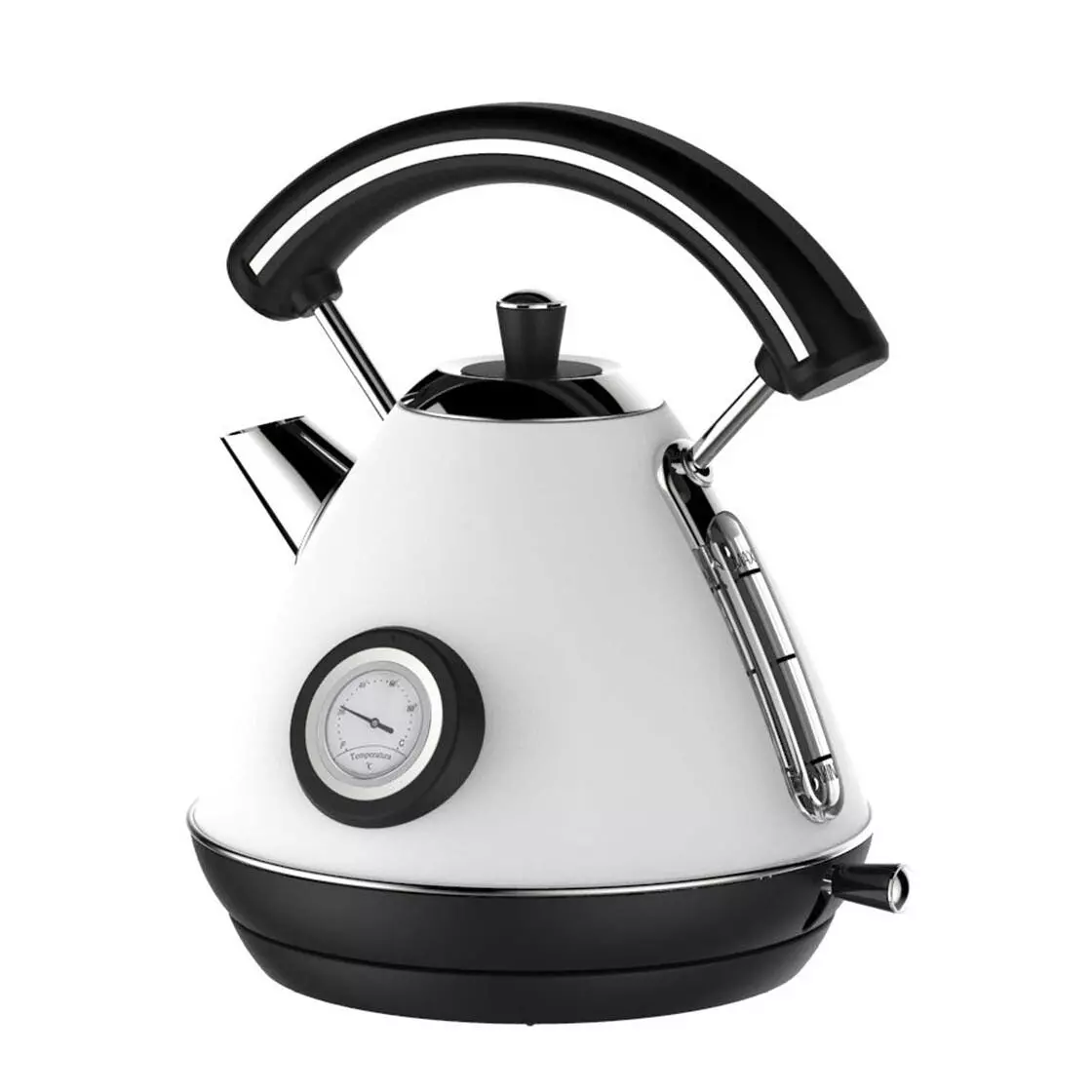 Null Retro Wasserkocher Edelstahl 1,7 L Temperaturanzeige,weiß