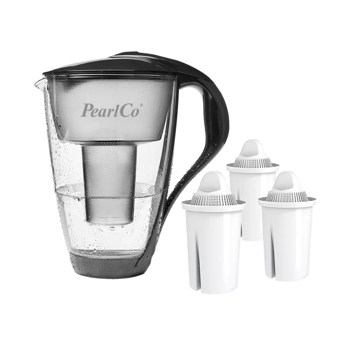 Pearlco Glas-Wasserfilter Anthrazit Inkl. 12 Universal Filterkartuschen - Image 3