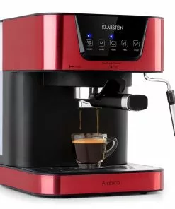 Klarstein Arabica Espressomaschine 1050W 15 Bar 1,5l Touch-Bedienfeld Edelstahl Rot