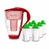 Pearlco Glas-Wasserfilter Rot Inkl. 6 Alkaline Filterkartuschen