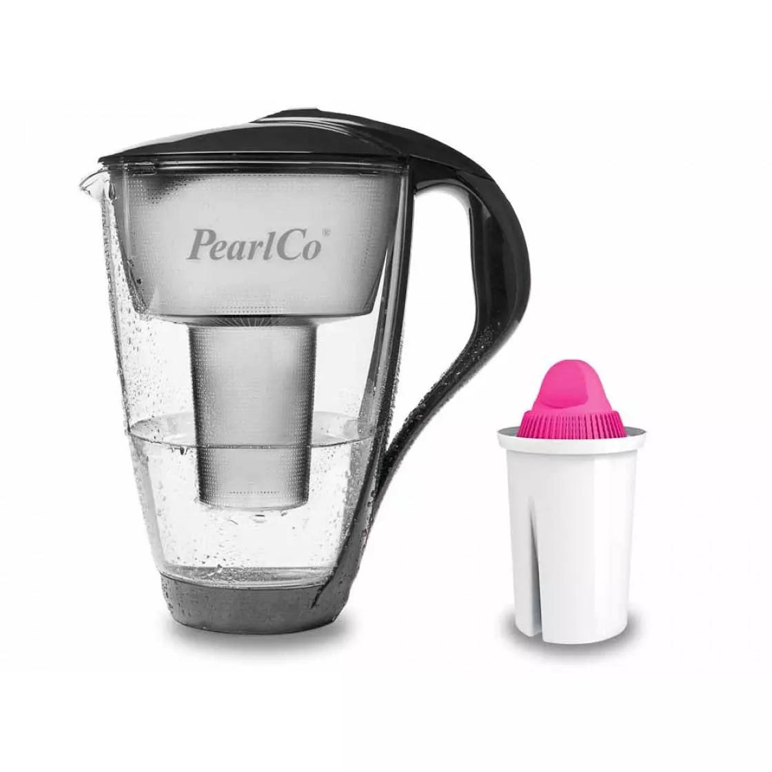 Pearlco Glas-Wasserfilter Anthrazit Inkl. 1 AquaMag Filterkartusche