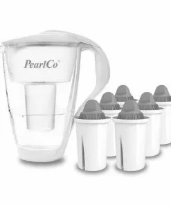 Pearlco Glas-Wasserfilter Weiß Inkl. 6 Protect+ Filterkartuschen