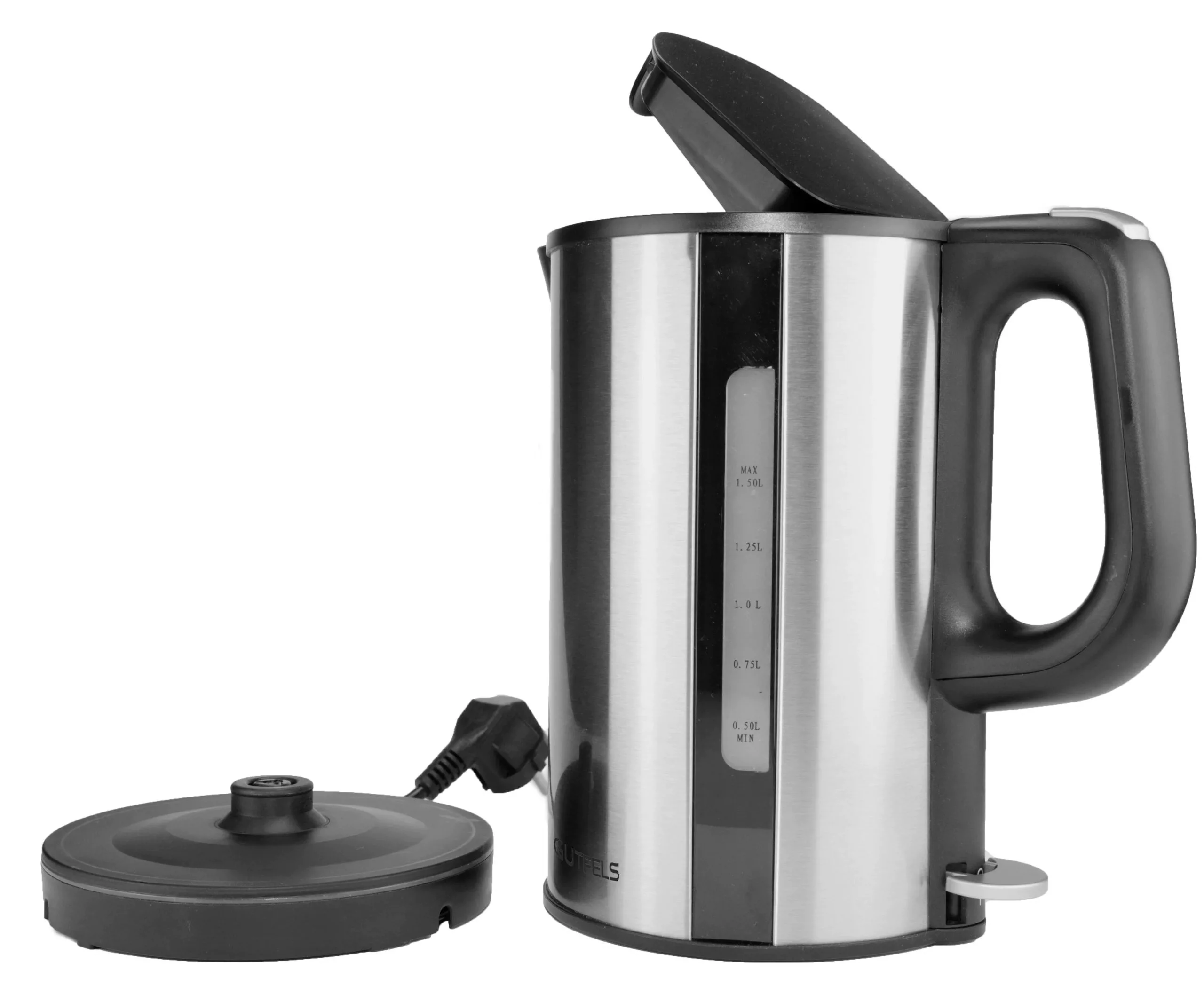 Exquisit Glas-Wasserkocher WK 3501 Swg, Innenbeleuchtung, 2 Liter, 2200 Watt, Edelstahlverzierung, Schwarz - Image 4