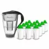 Pearlco Glas-Wasserfilter Anthrazit Inkl. 12 Alkaline Filterkartuschen
