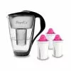 Pearlco Glas-Wasserfilter Schwarz Inkl. 3 AquaMag Filterkartuschen