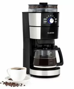 Klarstein Grind & Brew Kaffeemaschine 900-1000W 10Tassen 1-Liter-Tank Mahlwerk Silber
