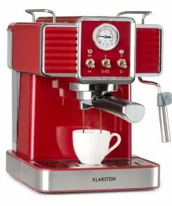 Klarstein Gusto Classico Espressomaker 1350 Watt 20 Bar Druck Wassertank: 1,5 Liter Rot