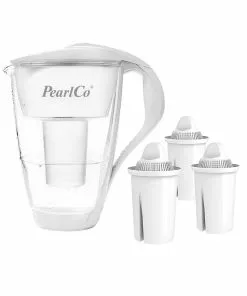 Pearlco Glas-Wasserfilter Weiß Inkl. 3 Universal Filterkartuschen