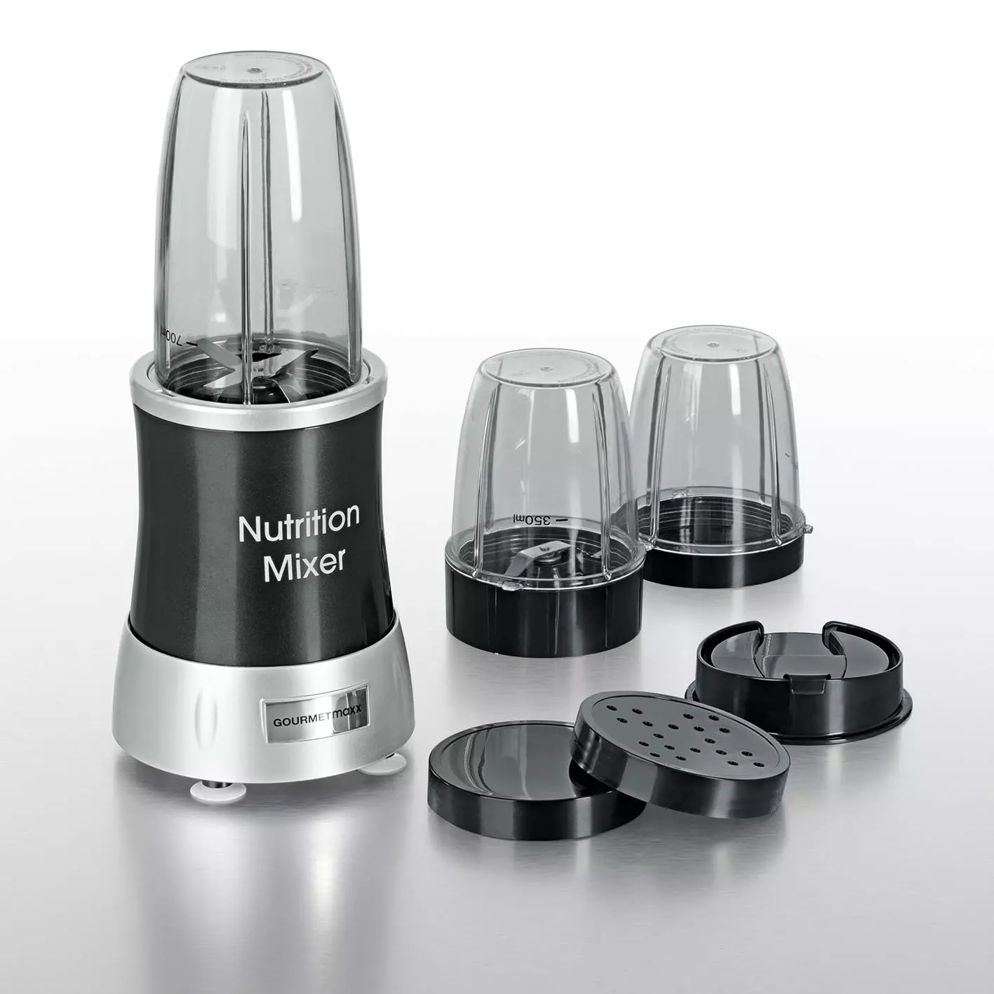 Null GOURMETmaxx Nutrition Mixer Deluxe 11-tlg. Edelstahl/schwarz