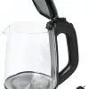 Exquisit Glas-Wasserkocher WK 3501 Swg, Innenbeleuchtung, 2 Liter, 2200 Watt, Edelstahlverzierung, Schwarz