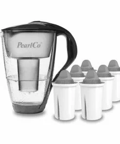 Pearlco Glas-Wasserfilter Anthrazit Inkl. 6 Protect+ Filterkartuschen