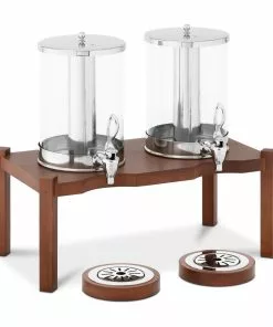 Royal-catering Royal Catering Saftspender - 2 X 7 L - Kühlsystem - Dunkles Holzgestell