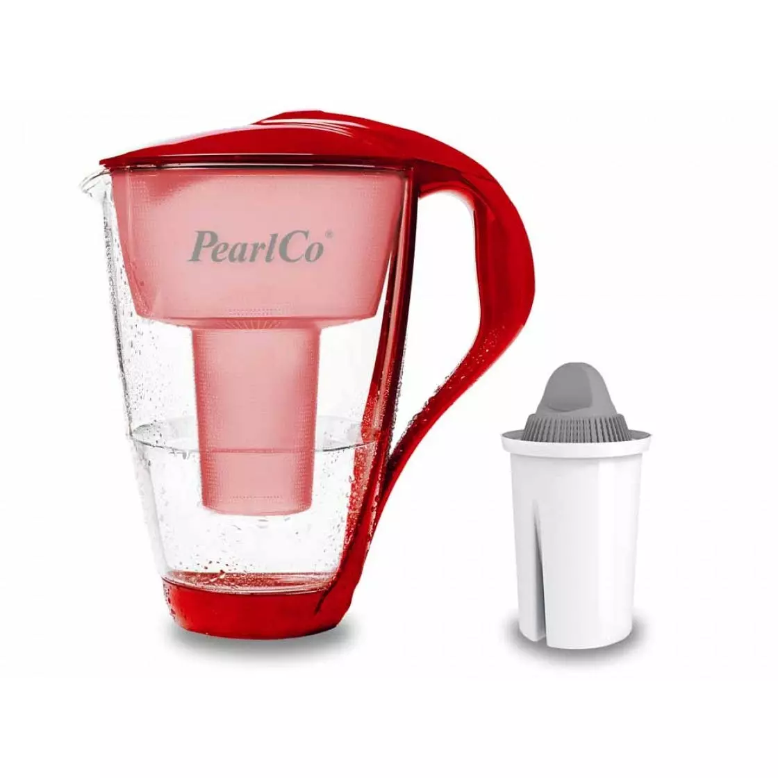Pearlco Glas-Wasserfilter Rot Inkl. 1 Protect+ Filterkartusche