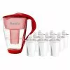Pearlco Glas-Wasserfilter Rot Inkl. 12 Universal Filterkartuschen