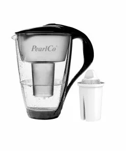Pearlco Glas-Wasserfilter Schwarz Inkl. 1 Universal Filterkartusche