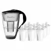 Pearlco Glas-Wasserfilter Schwarz Inkl. 12 Universal Filterkartuschen