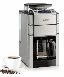 Klarstein Aromatica X Kaffeemaschine Mahlwerk Glaskanne Aroma+ Edelstahl Silber
