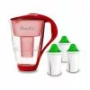 Pearlco Glas-Wasserfilter Rot Inkl. 3 Alkaline Filterkartuschen