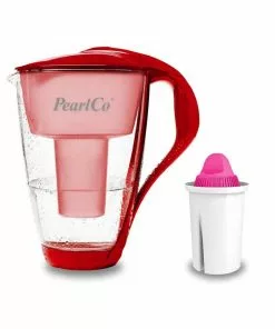 Pearlco Glas-Wasserfilter Rot Inkl. 1 AquaMag Filterkartusche