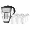 Pearlco Glas-Wasserfilter Anthrazit Inkl. 12 Universal Filterkartuschen