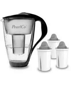 Pearlco Glas-Wasserfilter Schwarz Inkl. 3 Protect+ Filterkartuschen