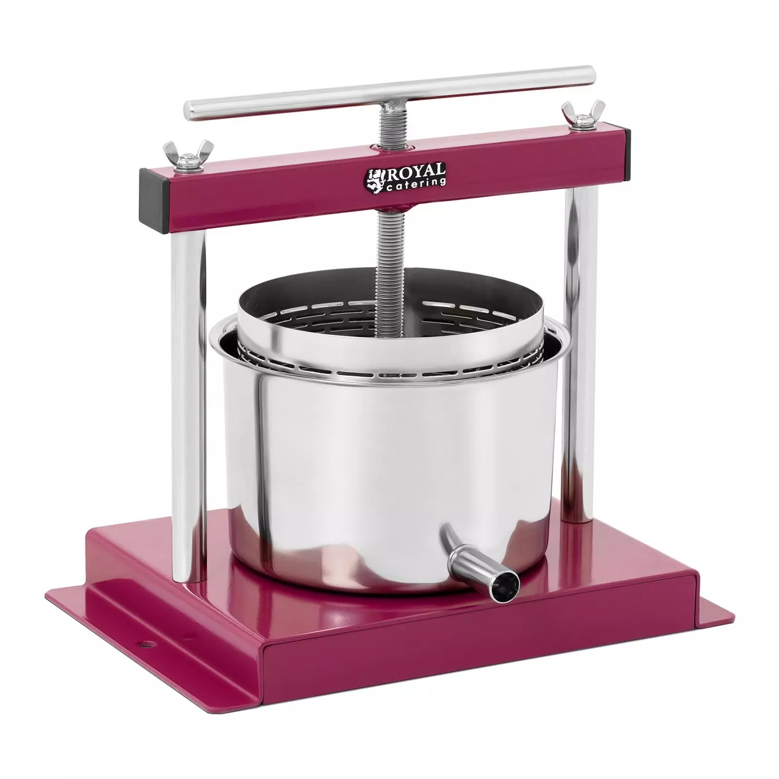 Royal-catering Royal Catering Obstpresse - Edelstahl - 3 L - Inkl. Auffangtopf Mit Auslaufrohr