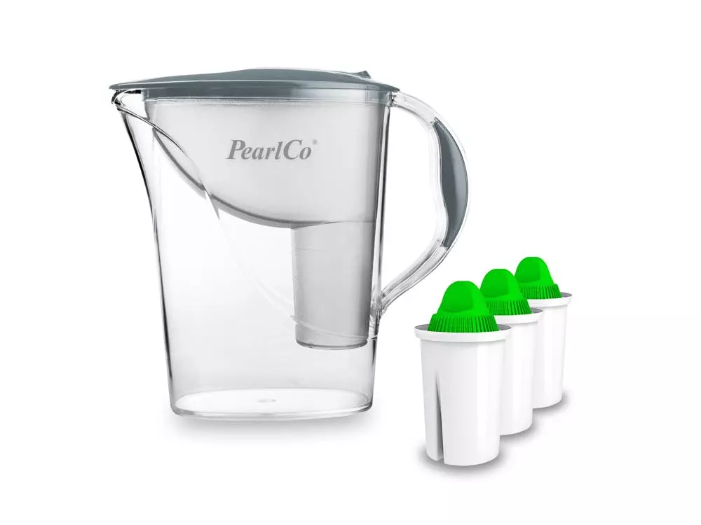 Pearlco Wasserfilter Standard Grau Inkl. 3 Alkaline Filterkartuschen