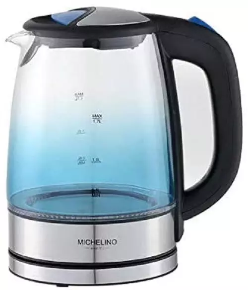 Syntrox-germany 1,7 Liter Wasserkocher Rio Aus Glas & Edelstahl Mit Blauem LED Licht - Image 4