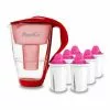 Pearlco Glas-Wasserfilter Rot Inkl. 6 AquaMag Filterkartuschen