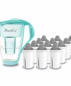 Pearlco Glas-Wasserfilter Mint Inkl. 12 Protect+ Filterkartuschen