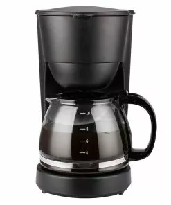 Null LENTZ Kaffeemaschine 1,5 Liter Kaffeeautomat Mit Permanentfilter Inkl. Messlöffel Schwarz Mit Edelstahl-Applikationen