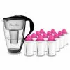 Pearlco Glas-Wasserfilter Schwarz Inkl. 12 AquaMag Filterkartuschen