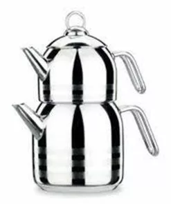 Null Korkmaz 4-teiliges Teekannenset Rostfreier Edelstahl A098 Kapazität 2,9 L