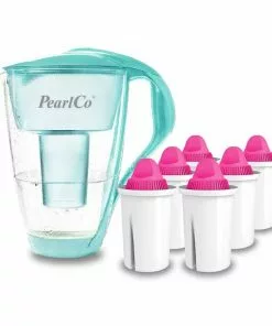 Pearlco Glas-Wasserfilter Mint Inkl. 6 AquaMag Filterkartuschen