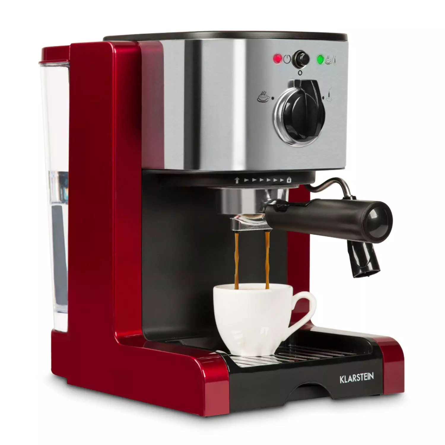 Klarstein Futura Espressomaker 20 Bar 1450 Watt 20 Bar Wassertank: 1,25 Liter Rostfreier Edelstahl Rot – Bild 5