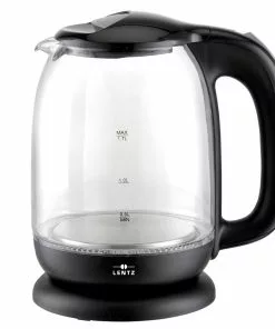 Null Lentz 1,7 Liter Glas-Wasserkocher Mit LED-Beleuchtung Mit 2200 Watt (Schwarz)