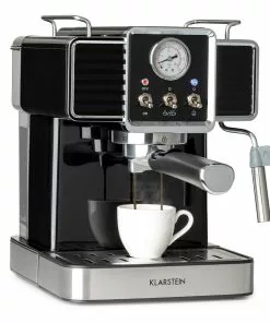 Klarstein Gusto Classico Espressomaker 1350 Watt 20 Bar Druck Wassertank: 1,5 Liter Schwarz