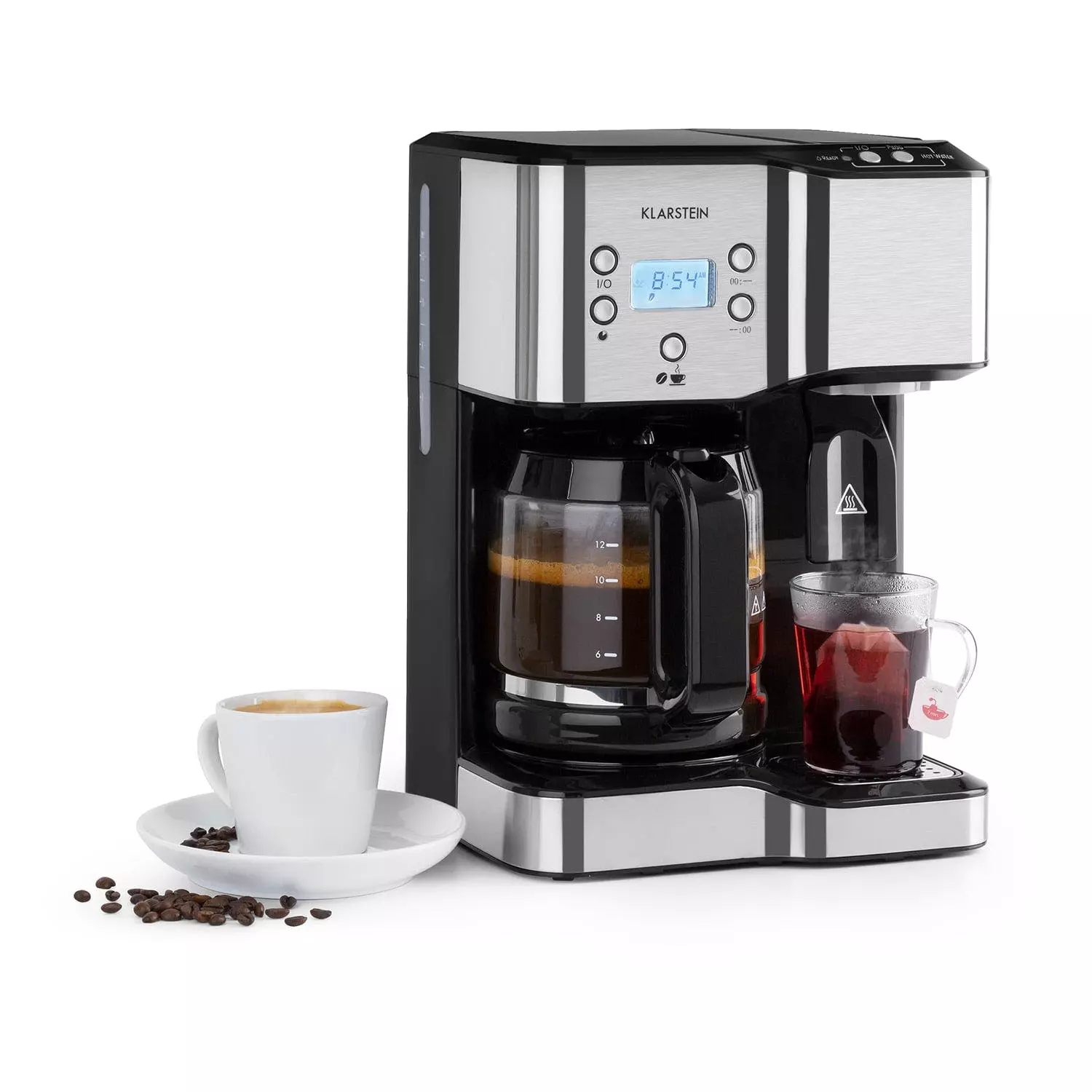 Klarstein Kaffeemaschine Arabica 800W EasyTouch Control Silber/schwarz Silber/schwarz - Image 3