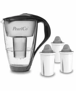 Pearlco Glas-Wasserfilter Anthrazit Inkl. 3 Protect+ Filterkartuschen